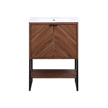 Juhl Chevron-Front Modern Minimalist 2-Shelf Bath Vanity Cabinet Only (Sink Basin Not Included) - JONATHAN Y